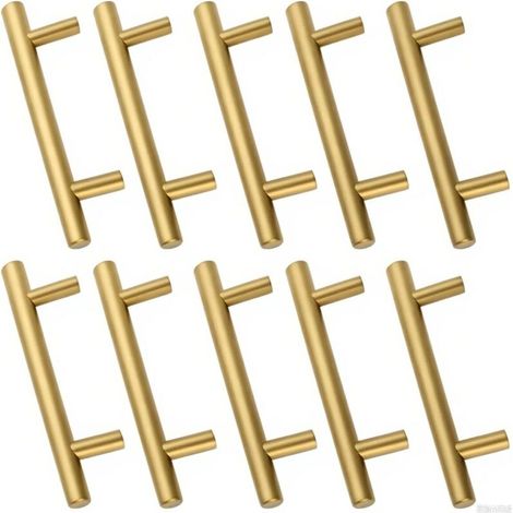 Lot de 10 Poignées de Cuisine en Acier Inoxydable Dorées Entraxe 96mm pour Tiroir et Porte (1/5)