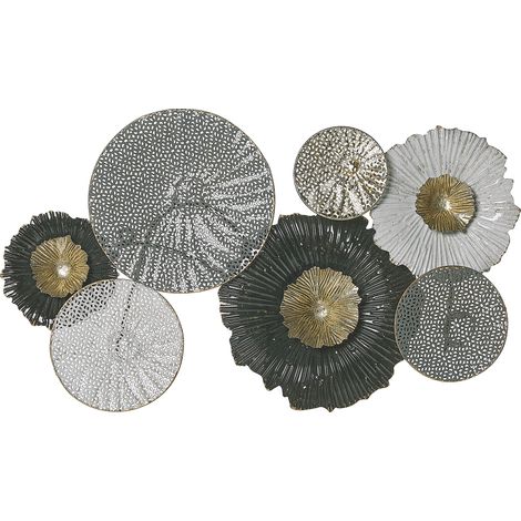 Decoración de pared círculos arte de pared de metal negro y plateado estilo moderno Zirconium (1/5)