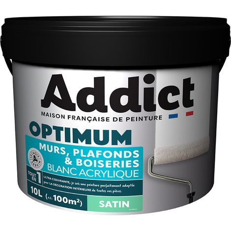 Peinture Reca Optimum Murs Plafonds Et Boiseries Acrylique Satin Blanc 10l - Addict