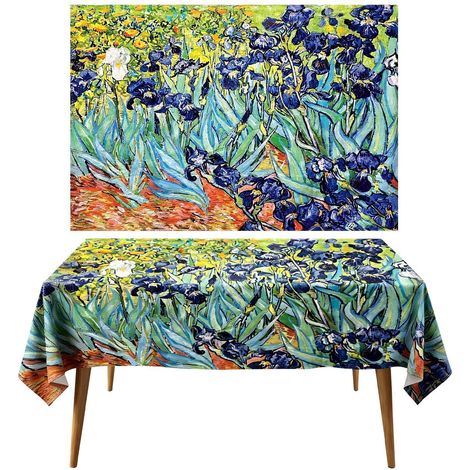 Nappe abstraite Iris 140x200 cm rectangulaire pour cuisine & extérieur
