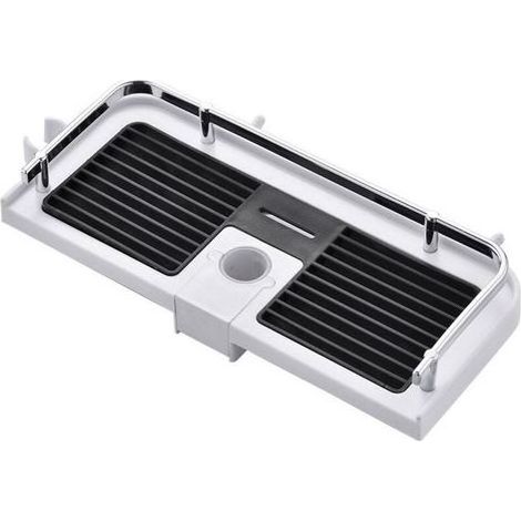 Etagere Douche, Rangement Salle de Bain sans Percage en Plastique ABS avec Garde-Corps en Aluminium, pour Barre de Douche de 21 à 25 mm Blanc & Noir 1 Unita (1/4)