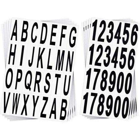 10 Feuilles Autocollants de Numéros Lettres de Boîte à Lettres Autocollants de Numéro Alphabet Noirs en Vinyle pour Maison Appartement Adresse Fenêtre Porte Voiture Camion (1/5)