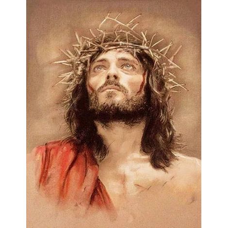 Broderie diamant Jésus dans la couronne d'épines 45x57