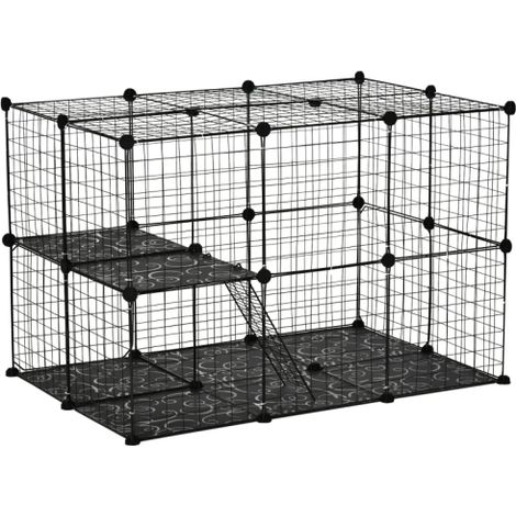 DIY Pet Playpen for Small Animals - Metal Wire Enclosure with 39 Panels, 3 Doors, and 2 Ramps for Kittens, Bunnies, and Chinchillas (1/5)