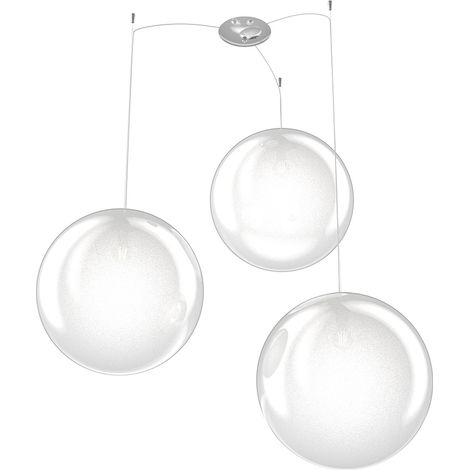 Sospensione Contemp Glitter Metallo Cromo Vetro Soffiato Trasp 3 Luci E27 40Cm (1/3)