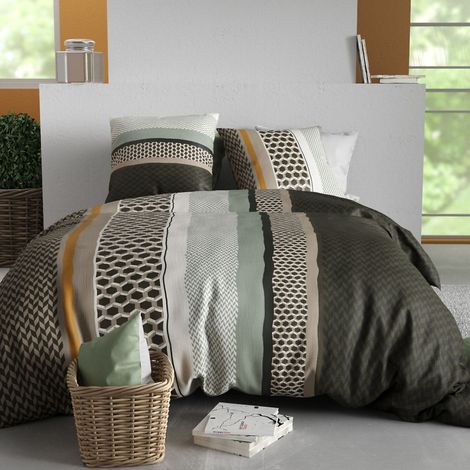 Parure housse de couette 260x240cm + 2 taies motif urbain multicolore 100% coton - CITYLIA (1/4)