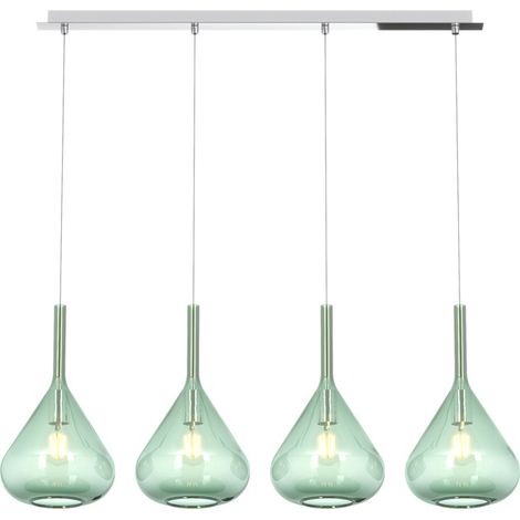 Sospensione Contemp Rett Kona Metallo Cromo Vetro Verde 4 Luci E27 (1/3)