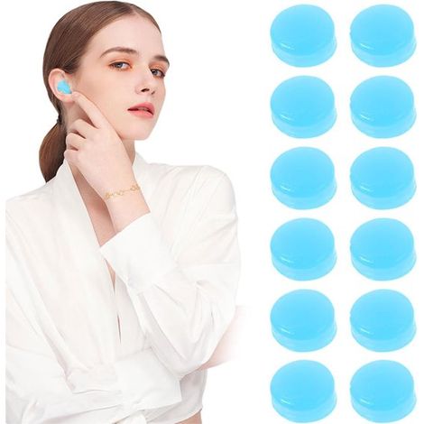 Confezione da 12 tappi per le orecchie da nuoto，Tappi auricolari modellabili，Tappi auricolari da nuoto in silicone riutilizzabili e impermeabili (1/5)