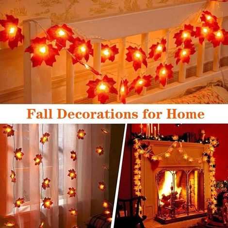 Guirxiété Lumineuse LED en Forme de Cuir oral elu d'Érable Artificiel,Décoration de Noël,ixà Domicile,Halloween,DIY-6M-Battery box (1/4)