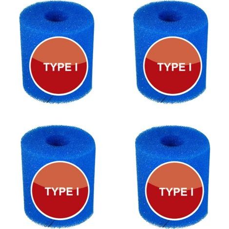 4pcs Cartouche filtrante réutilisable en mousse bleue pour piscine, 8,8 x 7,8 cm, type I,pour l'entretien du système de filtre à sable (I) (1/5)