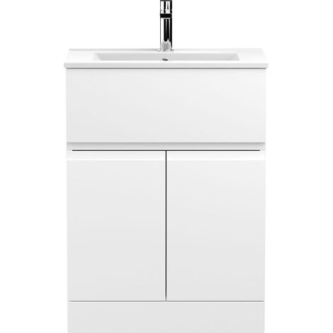 Hudson Reed Urban Floor Standing Vanity Unit with Basin 2 Satin White - 600mm Wide (1/5)