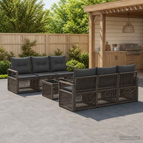 Set Divano da Giardino 7 pz Grigio polyrattan vidaXL (1/5)