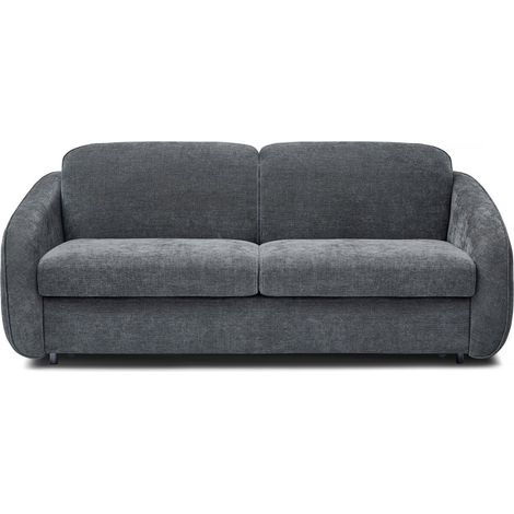 Divano trasformabile express "Laurie" in tessuto testurizzato - letto 140 cm - 3 posti - Grigio