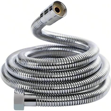 1 Tuyau de douche, Acier inoxydable 304, Chromé, 1,5 m, Joint silicone, Universel G1/2, Salle de bain (1/5)