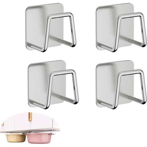 Lot de 4 supports éponge en Acier inoxydable (inox) antirouille, rangement mural égouttoir pour évier cuisine et ustensiles de cuisine (1/5)