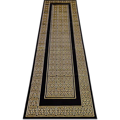 Modern GLOSS Teppich, Läufer 6776 86 stilvoll, Rahmen, griechisch schwarz / gold black 80x200 cm