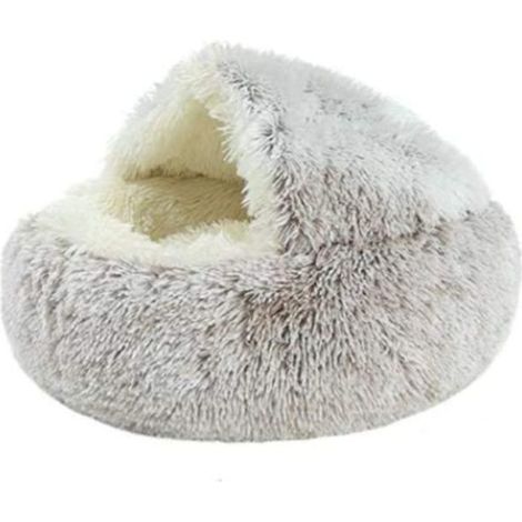 Maison-chat pliable 2 en 1, niche et sac de couchage, couleur café. (1/5)