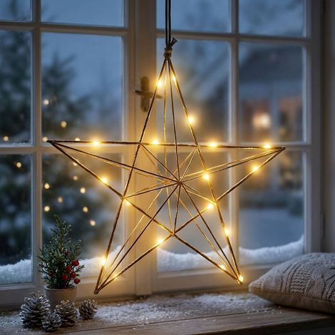 Lampada decorativa a LED a forma di stella di Natale per sala da pranzo, in ottone e acciaio, 36 cm (1/5)