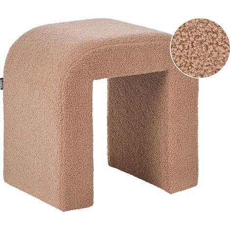 Pouf Ottoman Moderne en Forme de U Bouclé Style Cottage Rétro Marron Clair Estes (1/5)