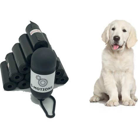 Kit Voyage déjection Chien - Sacs à déjections Canines avec Distributeur et Clip pour Laisse - Distributeur avec 20 Pack de 15 Sacs - Sac à Caca Noir (1/5)