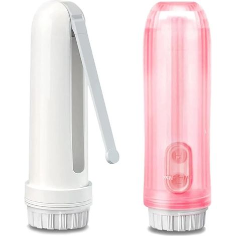 Baño de asiento eléctrico portátil, compacto, con boquilla ajustable, para higiene personal, ideal para el cuidado posparto, personas mayores y viajes (rosa + blanco). (1/5)