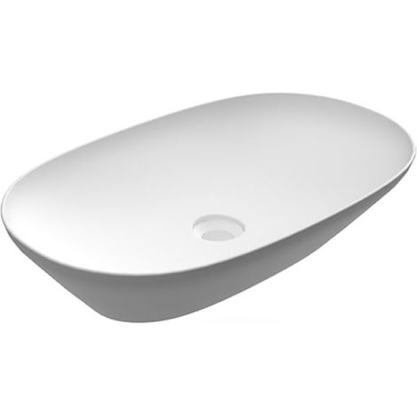 LAVABO DA APPOGGIO OVALE ALLUNGATO (SENZA FORO) VARIANT 60X36 CM Bianco