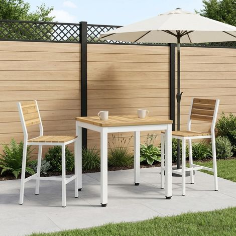 vidaXL Mesa de centro Blanco 49 x 48,5 x 36 cm Madera de Acacia Sólida (1/5)