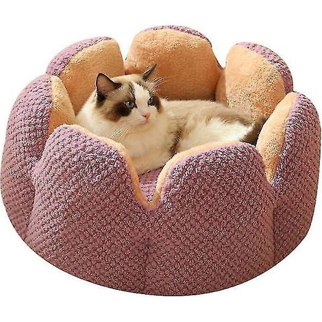 Dickes Plüsch-Katzenbett aus Kaktusblütenblättern - L-lila