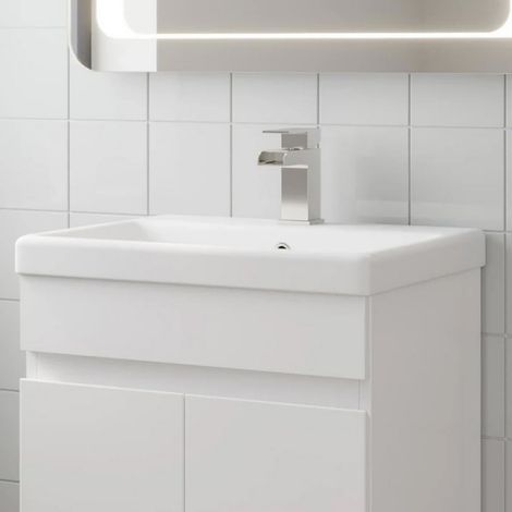 Bathroom Basin Sink 510mm Ceramic 1 Tap Hole White Gloss Recessed BASIN ONLY