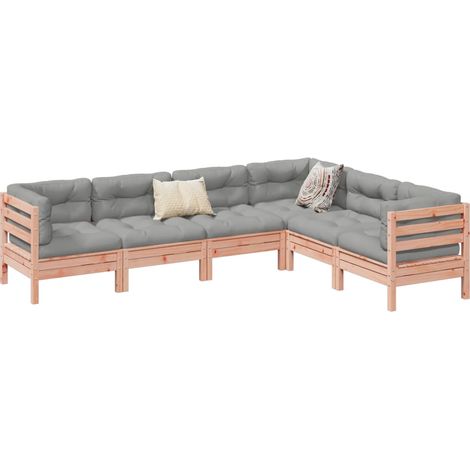 vidaXL Salon de jardin 6 pcs et coussins bois massif sapin de douglas (1/5)