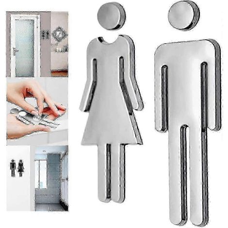 Plaque de toilette en acier inoxydable de 12 cm avec numéro de maison pour salle de bain ou toilettes
