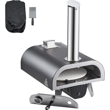 Four à pizza extérieur 30 cm, four à bois fonctionnant aux granulés, avec thermomètre et rotation électrique, pizza maker portable pour jardin, terrasse, camping, pierre à pizza, sac de transport et p (1/5)