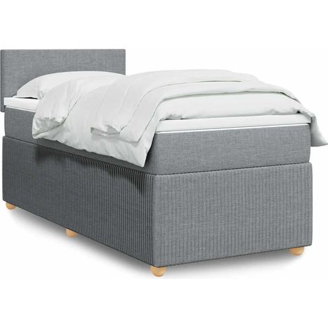 Boxspringbett mit Matratze Hellgrau 100x200 cm Stoff (1/5)
