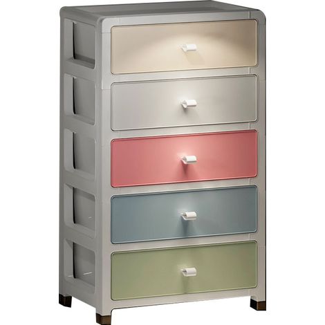 Armoire de rangement PP couleur macaron grande capacité multi-tiroirs 5 étages pour chambre bureau (1/5)