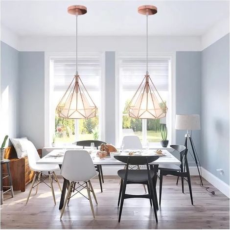 kawoo Lot de 2 Lustre Suspension Industrielle en Cage Retro E27 Lampe Luminaire Vintage Ajustable Style Edison pour Salon Chambre C (1/4)