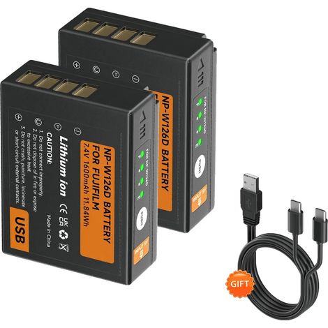 Batería externa recargable de iones de litio, carga mediante USB tipo C, paquete de 2 baterías. (1/2)