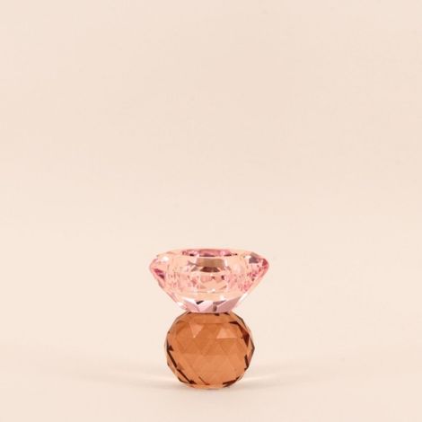 Bougeoir rose en cristal à facettes 9cm (1/4)