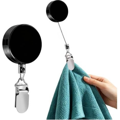 Extensible Pinces à Torchons de Cuisine, Noir, Base 0,4 cm Alliage de Zinc Pince Torchon Crochet Torchons, Clips Suspendre 2pcs (1/5)