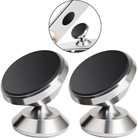 Soporte magnético para teléfono de coche, con ventosa, universal, plateado, 2 unidades