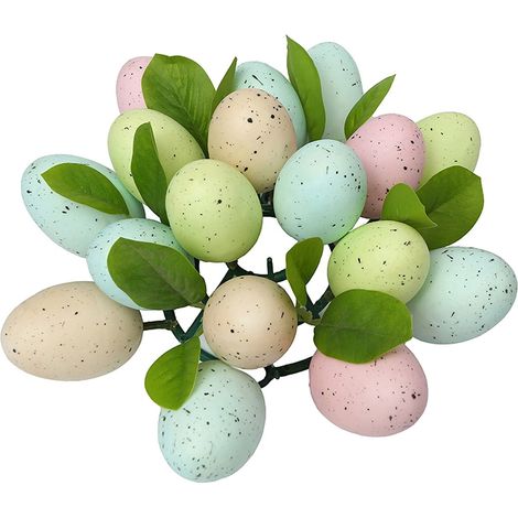 Guirlande De Pâques - Couronne Artificielle Œufs Et Feuillage Vert - Décoration Murale Pour Porte Fenêtre Cuisine Salon - 23 X 23 Cm - 1 Pièce (1/5)