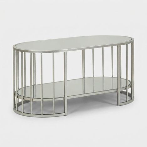 Mesa de centro ovalada de hierro con estantes Smirne (1/5)