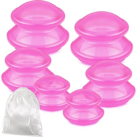 Juego de 6 ventosas para terapia de masaje: juego de ventosas de silicona en 3 tamaños para terapia de masaje chino (apropiado para uso en estudio y en el hogar (1/5)