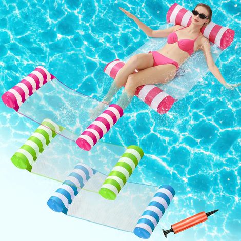 Lot de 3 bouées gonflables 4 en 1 pour piscine - Hamac adapté aux adultes pour piscine, lac, plage et loisirs d'été (1/5)