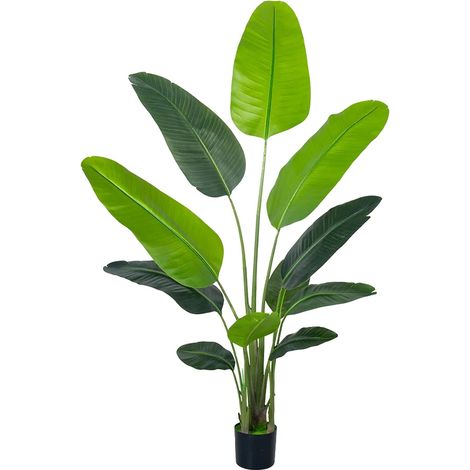 Plante d'oiseau de paradis artificiel, construction robuste, aucun entretien requis, vert (1/2)