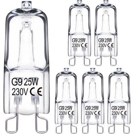 G9-Halogenlampe, 25 W, 230 V, dimmbar, 2800 K warmweiß, 330 lm, für Backofen und Mikrowelle (6er-Pack) [Energieklasse G] (1/5)