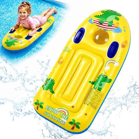 Matelas gonflable pour enfants, planche de natation gonflable, pour piscine, plage, mer, été (Crocodile de plage) (1/5)