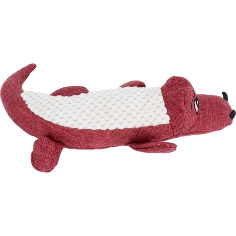 Jouet pour chien en peluche en forme de crocodile, résistant aux morsures, avec fonction vocale (rouge). (1/5)
