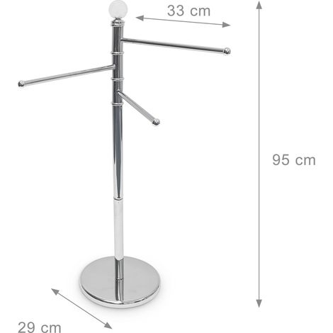Piantana porta asciugamani moderna 3 bracci orientabili 80 x 30 x 30 cm in acciaio inox cromato 130003255