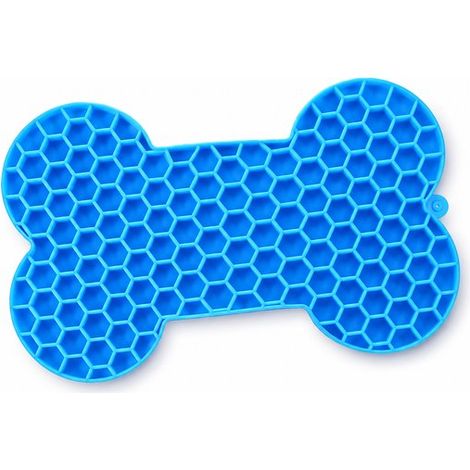 Tapis de léchage pour chien – Slowfeeder – Anti-glouton – Silicone – 18x11 cm – Bleu (1/5)