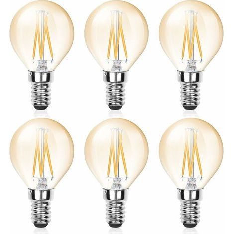 GENERIC-6 Pcs Ampoule LED E14 Filament G45, 4W (Equivalent 40W), E14 Candélabre Dimmable, Ambre Glow, Ampoule Vintage Blanc Froid 6000K, 220V 380lm, éclairage Vintage pour Lustre (1/5)